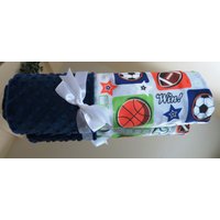Baby Jungen Decke, Fußball Personalisierte Geschenk Shower, Minky Decke von GoldenblanketsCO