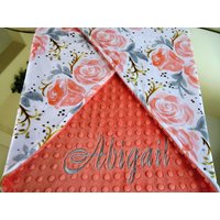 Floral Baby Mädchen, Personalisierte Babydecke, Baby-Mädchen-Decke, Baby-Geschenk, Baby-Dusche-Geschenk, Minky Baby-Mädchen-Decken von GoldenblanketsCO