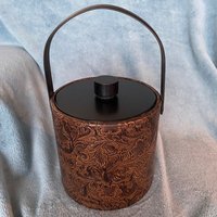 Vintage Irvinware Mcm 3 Quart Eiskübel Boho Chic Blumenmotiv Kunstleder Made in Usa von GoldensquaremileShop