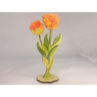 Holztulpen, Frühlingstulpen, Gestreifte Tulpen, Bunte Tulpengeschenk, Geschenk Für Gärtner, Frühlingsdekor, Blumen, Blumengeschenke von GoldfishMarmalade