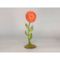 Rote Zinnie Holz Blume, Rote Zinnien, Zinnien Kunst, Gärtner Geschenk Für Mama, Geschenkidee, Blumenkarte, Blumen Blumenholz von GoldfishMarmalade