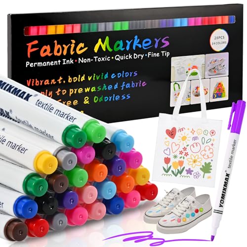 Goldge 28 Textilstifte Waschmaschinenfest – 14 Farben Stoffmalstifte, Textilmarker für T-Shirts, Kleidung, Taschen & mehr – Stofffarbe zum Bemalen, permanent & waschfest Goldge 28 Textilstifte Waschmaschinenfest – 14 Farben Stoffmalstifte, Textilmarker für T-Shirts, Kleidung, Taschen & mehr – Stofffarbe zum Bemalen, permanent & waschfest von Goldge