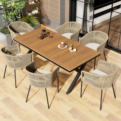 Goldicoo Gartenmöbel Set Metall+Seil 7-TLG.,Gartentisch mit stühlen Set,balkonmöbel,terrassenmöbel,sitzgruppe Outdoor für Garten Terrasse Balkon von Goldicoo