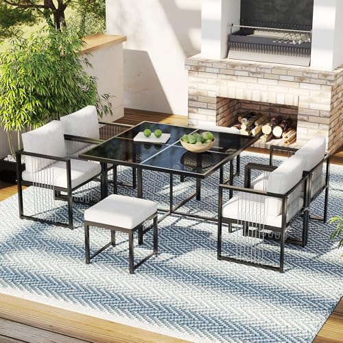 Goldicoo Gartenmöbel Set Metall 7-TLG.,Gartentisch mit stühlen Set,balkonmöbel,terrassenmöbel,sitzgruppe Outdoor für Garten Terrasse Balkon von Goldicoo