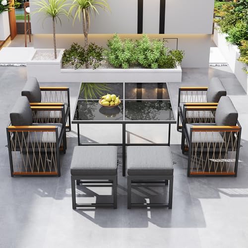 Goldicoo Gartenmöbel Set Metall 7-TLG.,Gartentisch mit stühlen Set,balkonmöbel,terrassenmöbel,sitzgruppe Outdoor für Garten Terrasse Balkon von Goldicoo