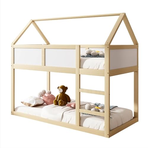 Goldicoo Halb Hochbett 90x200 Holz für Kleinkind Kinder mit Dach, Kinderbett mit Leiter von Goldicoo