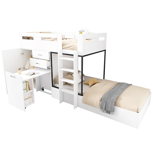 Goldicoo Etagenbett Kinderbett 90x200 Holz mit Schreibtisch & Kleiderschrank für Kinder & Jugendliche - Hochbett Hausform mit unterem Bett 90x200 Goldicoo Etagenbett Kinderbett 90x200 Holz mit Schreibtisch & Kleiderschrank für Kinder & Jugendliche - Hochbett Hausform mit unterem Bett 90x200 von Goldicoo