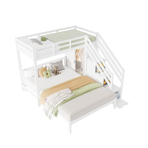 Etagenbett Kinderbett 90x200 Holz mit Treppe und Kleiderschrank für Kinder & Jugendliche - Hochbett mit unterem Bett 140x200 Etagenbett Kinderbett 90x200 Holz mit Treppe und Kleiderschrank für Kinder & Jugendliche - Hochbett mit unterem Bett 140x200 von Goldicoo