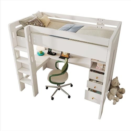 Goldicoo Hochbett 90x200 Holz für Kinder Jugend Erwachsene mit Schreibtisch, Kinderbett mit 3 Schubladen und Offenes Regal Goldicoo Hochbett 90x200 Holz für Kinder Jugend Erwachsene mit Schreibtisch, Kinderbett mit 3 Schubladen und Offenes Regal von Goldicoo