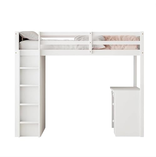 Goldicoo Hochbett 90x200 Holz für Kinder Jugend Erwachsene mit Schreibtisch, Kinderbett mit Offenes Regal von Goldicoo