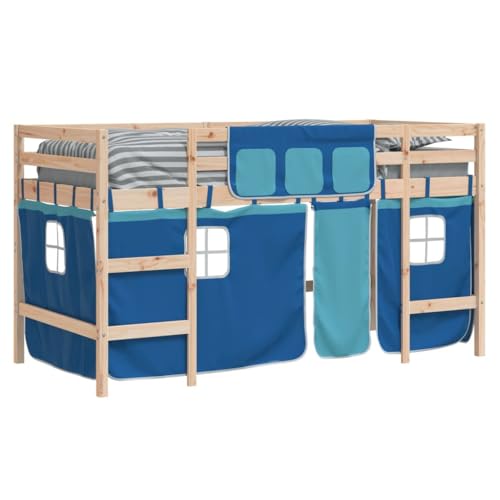 Goldicoo Kinder Hochbett Kinderbett mit Vorhänge – Spielbett für Jungen und Mädchen – Rosa Blau Schwarz – 80x200 90x190 90x200 – Massivholz Kiefer Goldicoo Kinder Hochbett Kinderbett mit Vorhänge – Spielbett für Jungen und Mädchen – Rosa Blau Schwarz – 80x200 90x190 90x200 – Massivholz Kiefer von Goldicoo