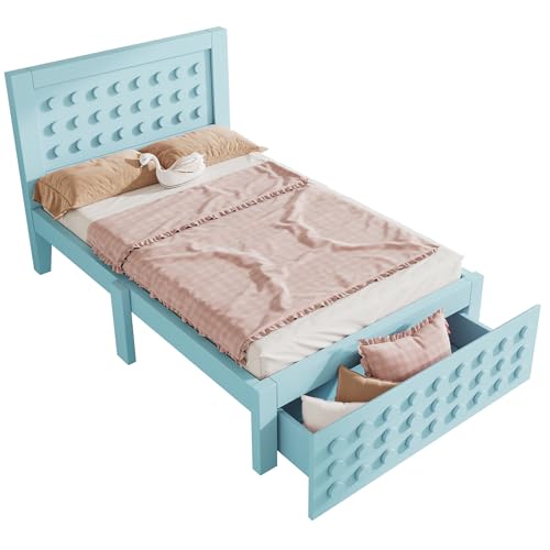 Goldicoo Kinderbett aus Holz 90x200 für Mädchen Junge - Kinder Einzelbett mit Lattenrost - Stauraumbett mit Schubladen von Goldicoo
