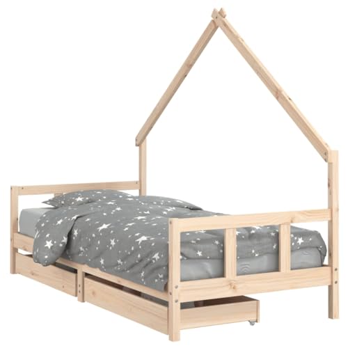 Goldicoo Kinderbett aus Massivholz Kiefer – Hausbett mit Schubladen und Lattenrost – 70x140 / 80x160 / 80x200 / 90x190 / 90x200 cm – Natur/Schwarz/Weiß – Hausform Bett für Kinder ab 18 Monaten Goldicoo Kinderbett aus Massivholz Kiefer – Hausbett mit Schubladen und Lattenrost – 70x140 / 80x160 / 80x200 / 90x190 / 90x200 cm – Natur/Schwarz/Weiß – Hausform Bett für Kinder ab 18 Monaten von Goldicoo