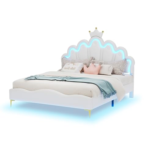 Goldicoo Mädchen Polsterbett Kinderbett Jugendbett 140x200 - Mädchen Bett Prinzessinnenbett mit Kopfteil in Kronenformung - PU Goldicoo Mädchen Polsterbett Kinderbett Jugendbett 140x200 - Mädchen Bett Prinzessinnenbett mit Kopfteil in Kronenformung - PU von Goldicoo