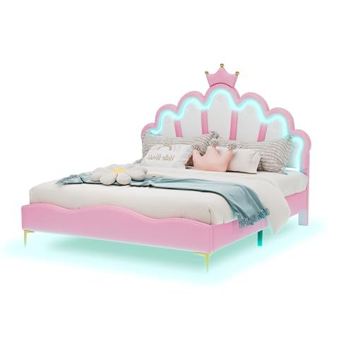 Goldicoo Mädchen Polsterbett Kinderbett Jugendbett 140x200 - Mädchen Bett Prinzessinnenbett mit Kopfteil in Kronenformung - PU Goldicoo Mädchen Polsterbett Kinderbett Jugendbett 140x200 - Mädchen Bett Prinzessinnenbett mit Kopfteil in Kronenformung - PU von Goldicoo