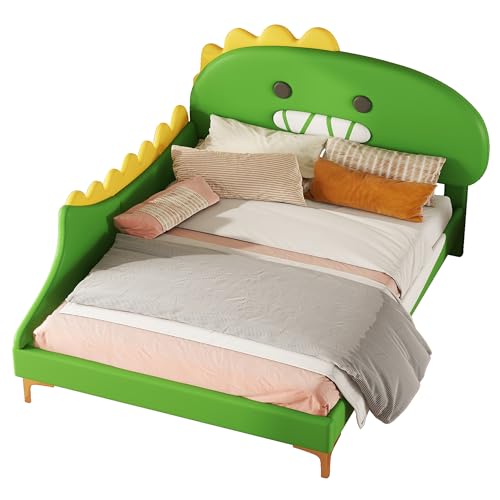 Goldicoo Polsterbett 140x200 für Mädchen und Jungen - Cartoon-Design - Kinderbett Jugendbett - Kunstlederstoff von Goldicoo