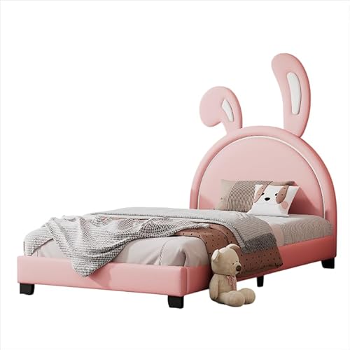Goldicoo Polsterbett 90x200 für Mädchen und Jungen - Kopfteil in Hasenohrform - Kinderbett Jugendbett - Samtstoff von Goldicoo