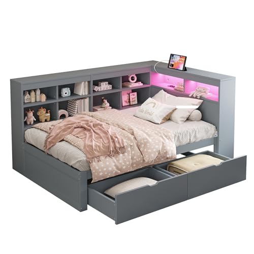 Goldicoo Tagesbett 90x200 mit Schubladen - Schlafsofa Daybett Sofabett - Kinderbett Jugendbett Einzelbett mit Offenes Regal - Holz Goldicoo Tagesbett 90x200 mit Schubladen - Schlafsofa Daybett Sofabett - Kinderbett Jugendbett Einzelbett mit Offenes Regal - Holz von Goldicoo
