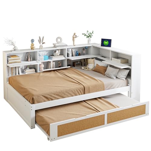 Goldicoo Tagesbett Ausziehbar 90x190 Holz mit Ausziehbett 90x190 & Schubladen - Schlafsofa Daybett Sofabett - Kinderbett Jugendbett Einzelbett Holzbett von Goldicoo