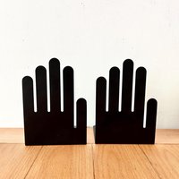 Paar Vintage Spectrum Designs Black Metal Hand Buchstützen Pop Art American/U.s. Made 70Er 80Er Jahre 7 "Hoch Große Version von GoldieandLulu