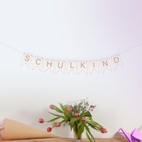Wimpelkette Schulkind, Girlande Einschulung, Schule, Schriftzug Für Kinder Aus Holz Zum Schulstart von GoldkaeferDE