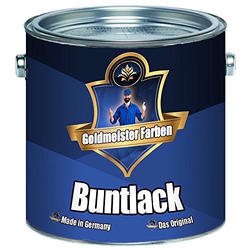 Goldmeister Farben Buntlack für Holz und Metall hochwertiger Kunstharzlack - schnelltrocknender - besonders robuster - universeller Farb-Lack (2,5 L, Mahagonibraun (RAL 8016)) von Goldmeister Farben