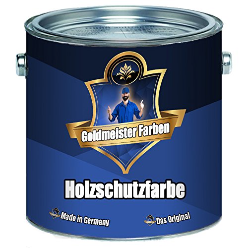 Goldmeister Farben Holzschutzfarbe in Schweden-Rot, Grün, Weiß, Schwarz, Dunkel-Braun, Rot-Braun und Beige - perfekter Schutz mit deckender Farbe für Holz (2,5 L, Rotbraun) von Goldmeister Farben