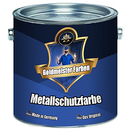 Goldmeister Farben Metallschutzfarbe hochwertiger Lack für Metalluntergründen Metallschutzlack Metall-Lack (2,5 L, Kieselgrau (RAL 7032)) von Goldmeister Farben