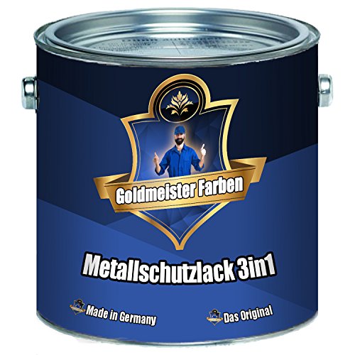 Goldmeister Farben Metallschutzlack 3in1 hochwertige Metallschutzfarbe 3-in-1 Farbauswahl Metallschutz-Lack für Innen- & Außenbereich von Metall Eisen Zink Aluminium Stahl (2,5 L, Schwarz (RAL 9005)) von Goldmeister Farben