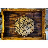 Saat Des Lebens Kristall Gitter/Tarot Tafel/Wandkunst/ Heilige Geometrie Rustikal Altholz Hexagon Handmade von Goldmiiind