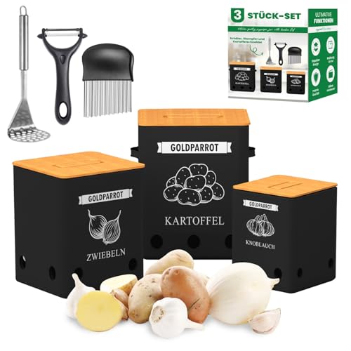 Goldparrot Kartoffel Aufbewahrungsbox – Kartoffel und Zwiebelbehälter – Luftdurchlässige Kartoffelbox für Gemüse Aufbewahrung – Kartoffeln Aufbewahren ohne Keime – Robuste Aufbewahrungsbox Kartoffeln von Goldparrot