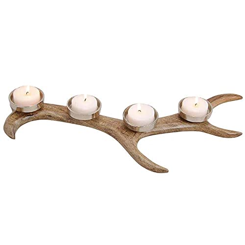 Adventskranz Geweih Holz 57cm | Deko Hirschgeweih mit 4 Teelichthaltern | kerzenhalter länglich Adventskranz Geweih Holz 57cm | Deko Hirschgeweih mit 4 Teelichthaltern | kerzenhalter länglich von Goldschmidt