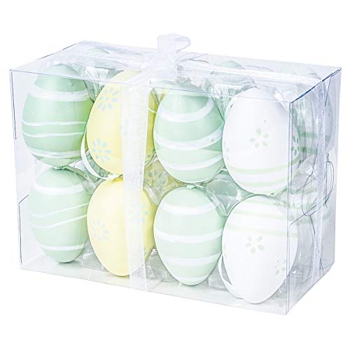 Goldschmidt Ostereier zum Aufhängen | Deko Kunststoff Plastik Eier 6cm | Osterdeko für Ostern (16 Ostereier grün gelb) von Goldschmidt