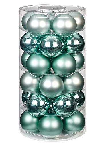 Inge-Glas Christbaumkugeln | Weihnachtskugeln aus Glas | Verschiedene Kugeldosen in vielen Farben | Kugeln Weihnachten Weihnachtsbaum (Winter Jade, 30 Weihnachtskugeln 6cm) von Goldschmidt