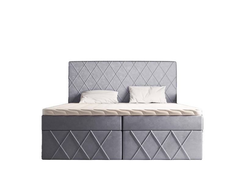 Goldstoff Boxspringbett MOLLY (Federkern Matratze und Topper, Gepolstertes Kopfteil), mit Zwei bettkasten von Goldstoff
