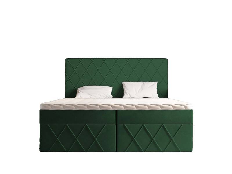 Goldstoff Boxspringbett MOLLY (Federkern Matratze und Topper, Gepolstertes Kopfteil), mit Zwei bettkasten von Goldstoff