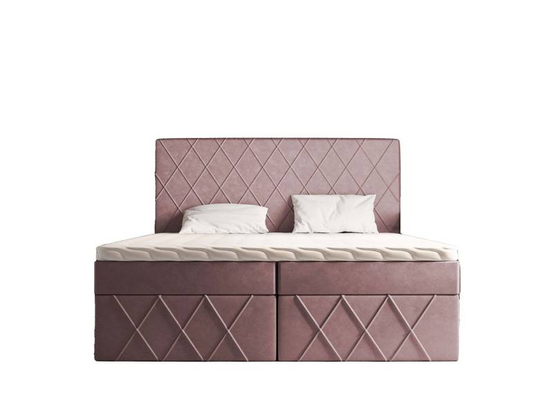 Goldstoff Boxspringbett MOLLY (Federkern Matratze und Topper, Gepolstertes Kopfteil), mit Zwei bettkasten von Goldstoff