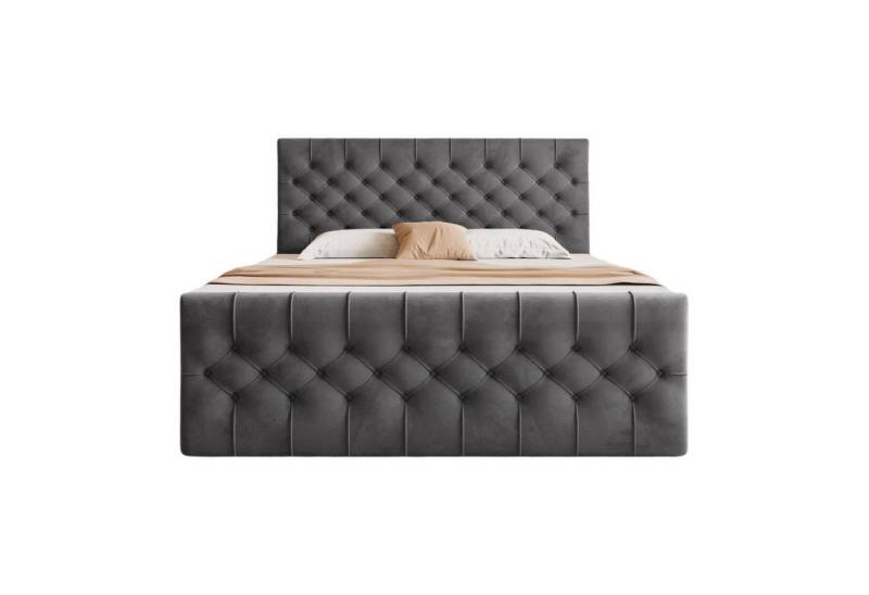 Goldstoff Boxspringbett TAURIEL mit Zwei Bettkasten (Federkernmatratze & Topper 5 cm), Doppelbett mit Kopfteil von Goldstoff