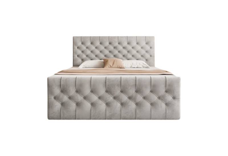 Goldstoff Boxspringbett TAURIEL mit Zwei Bettkasten (Federkernmatratze & Topper 5 cm), Doppelbett mit Kopfteil von Goldstoff