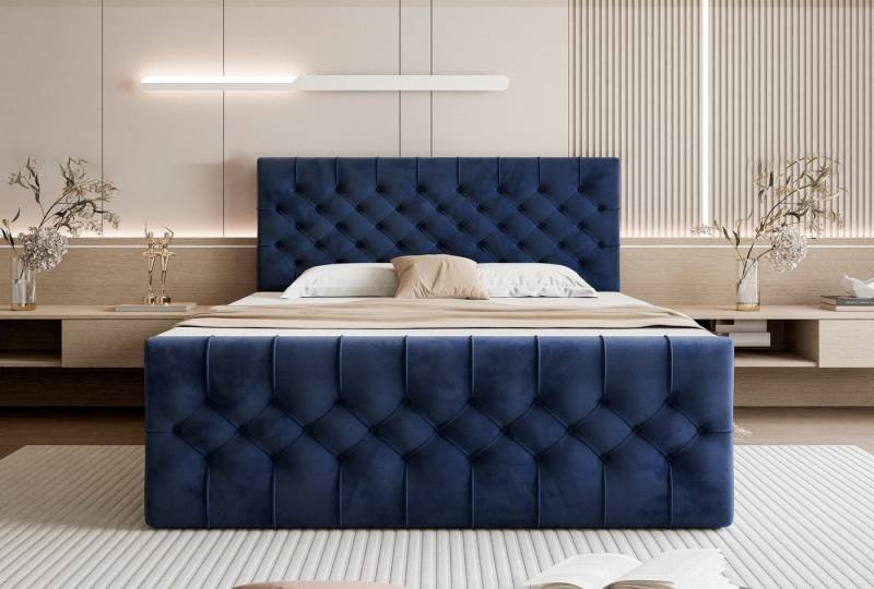 Goldstoff Boxspringbett TAURIEL mit 2x Bettkasten (Federkernmatratze & Topper 5 cm), Doppelbett mit Kopfteil von Goldstoff