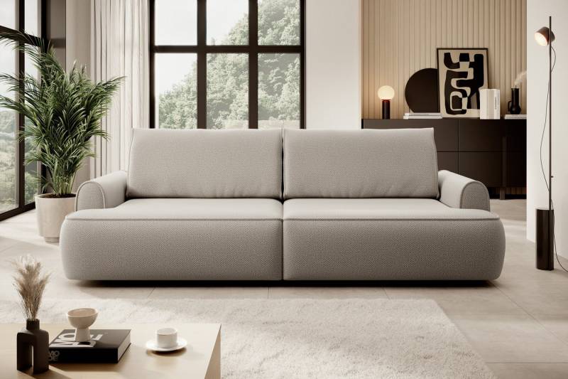 Goldstoff Ecksofa 250 cm mit Schlaffunktion & Bettkasten – Strukturstoff, Water-Stop-Technologie, Automat-DL – Schlafsofa modern organisch von Goldstoff