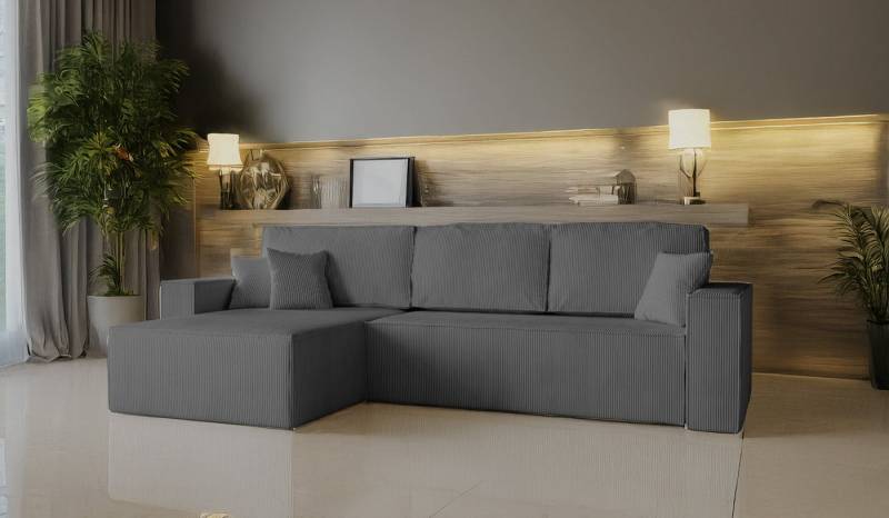 Goldstoff Ecksofa mit Schlaffunktion, Bettkasten,Cordstoff Sofa, Cordstoff Eckcouch, Amalia L-Form Eckcouch, Cordstoff Sofa von Goldstoff