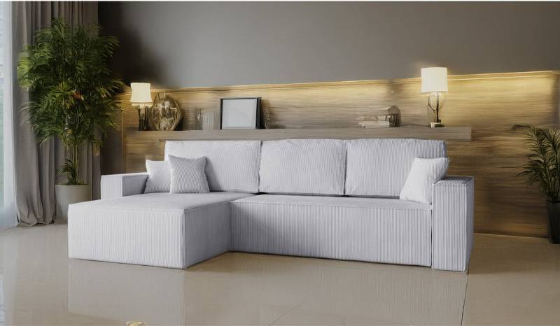 Goldstoff Ecksofa mit Schlaffunktion, Bettkasten,Cordstoff Sofa, Cordstoff Eckcouch, Amalia L-Form Eckcouch, Cordstoff Sofa von Goldstoff