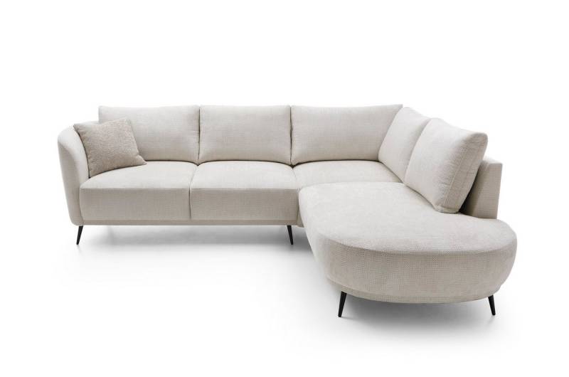 Goldstoff Ecksofa Aurora Ecksofa mit Recamiere rechts, Beige – Modernes Design, Langlebige Materialien,Modernes Design,Pflegeleichter Bezug von Goldstoff