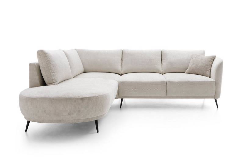 Goldstoff Ecksofa Aurora Ecksofa mit Recamiere rechts, Beige – Modernes Design, Langlebige Materialien,Modernes Design,Pflegeleichter Bezug von Goldstoff