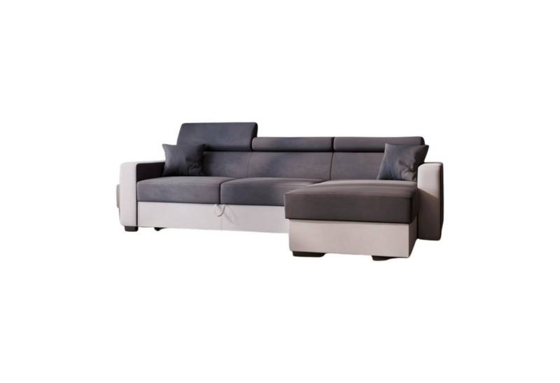 Goldstoff Ecksofa DIWIA L-Form Sofa, mit Schlaffunktion, Couch für Wohnzimmer - Schlafsofa - Eckcouch, 3 verstellbare Kopfstützen - Easy Clean-Beschichtung von Goldstoff