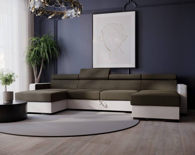 Goldstoff Ecksofa DIWIA U, Set, Ecksofa mit zwei Bettkasten, 4 verstellbare Kopfstützen Goldstoff Ecksofa DIWIA U, Set, Ecksofa mit zwei Bettkasten, 4 verstellbare Kopfstützen von Goldstoff