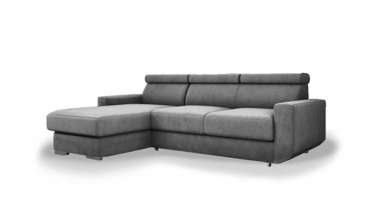 Goldstoff Ecksofa HUGO mit Bettkasten, Schlaffunktion, verstellbaren Kopfstützen, Univ. von Goldstoff