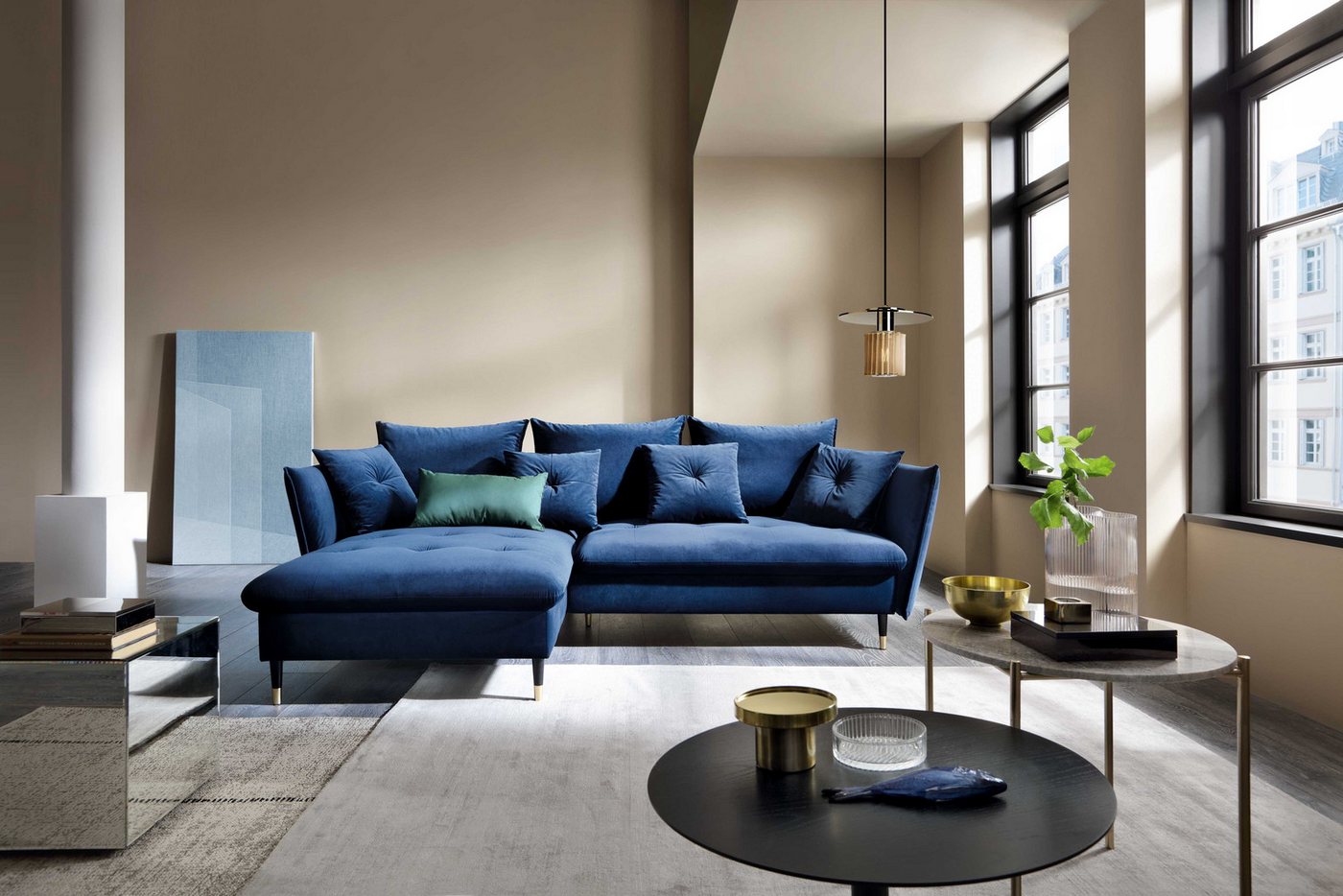 Goldstoff Ecksofa mit Schlaffunktion und Bettkasten, L-Form Schlafcouch, Schlafsofa, Sofa mit Bettfunktion, Inklusive Deko- und Rückenkissen Goldstoff Ecksofa mit Schlaffunktion und Bettkasten, L-Form Schlafcouch, Schlafsofa, Sofa mit Bettfunktion, Inklusive Deko- und Rückenkissen von Goldstoff