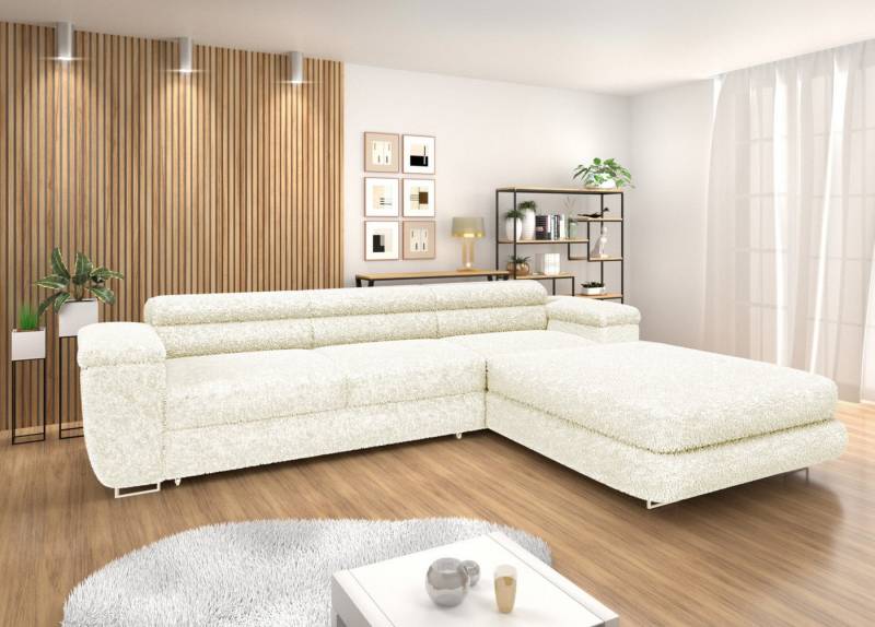 Goldstoff Ecksofa BONJOUR TWIN - Bouclé, Schlaffunktion, Bettkasten & Kopfstützen, Modernes Design mit Bouclé-Stoff von Goldstoff